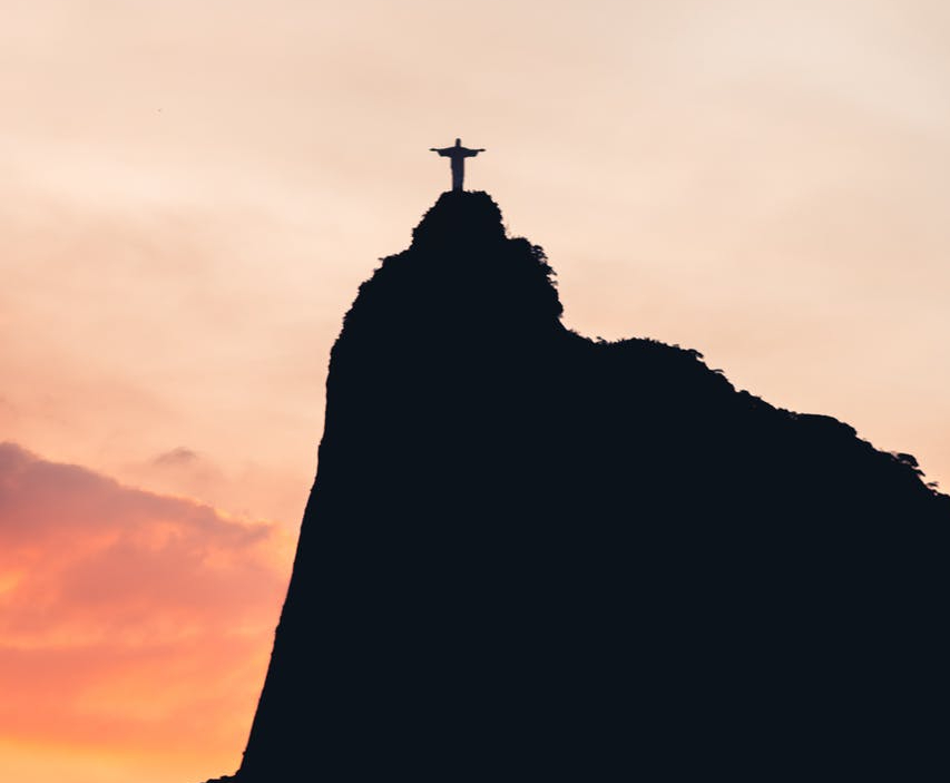 black and white silhouette of christ the redeemer